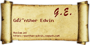 Günther Edvin névjegykártya